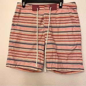 Pendleton Southwestern Pink Stripe Drawstring Board Shorts Swim Trunks 34